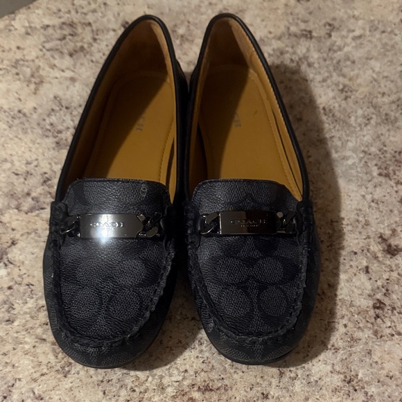 Coach •Signature Gray & Black Leather Loafers •for Women • size 8.0 US - Picture 1 of 11